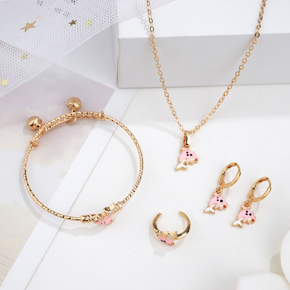 Set Perhiasan Anak kalung fashion wanita gelang korean style anting anti cincin asesoris wanita set perhiasan D438