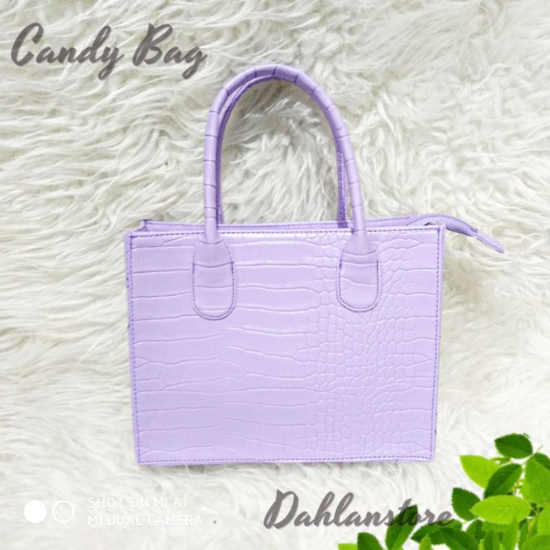 Candy Croco Bag [ Lilac / Ungu ] Tas Wanita Simple Branded Kerja Kuliah Grosir Termurah Sekolah