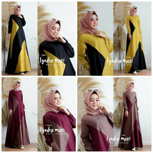 Lyodra Maxi - Gamis Dua Warna Polos