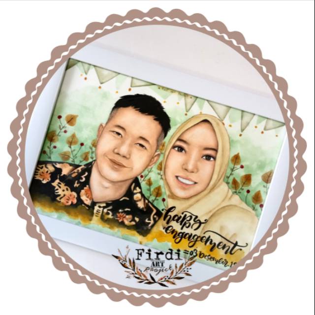 

A4 & BINGKAI ( paper 300gsm) Lukisan wajah pengantin / watercolor painting / kado pernikahan unik