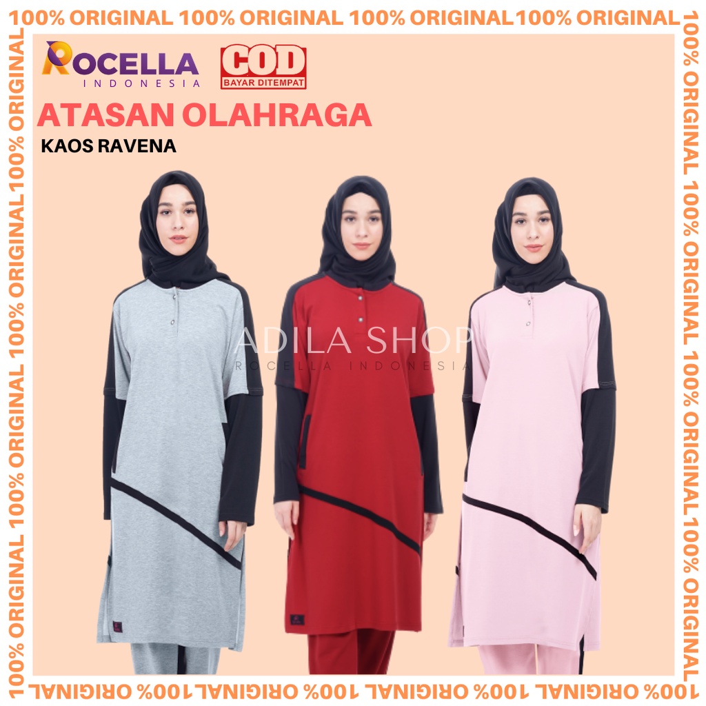 Kaos Yoga Muslimah Kaos Olahraga Muslimah Rocella Kaos Ravena Baju Senam Muslimah Atasan Olahraga Ro