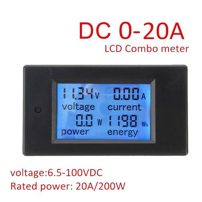 New Dc 20A 6.5-100V 4 In 1 Voltmeter Amperemeter Watt Meter Energy Meter