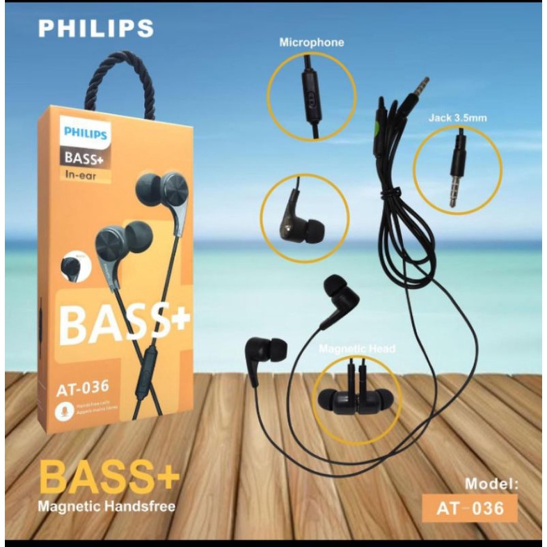 HANDSFREE EARPHONE BASS PHILIPS ORIGINAL QP-036 NEW