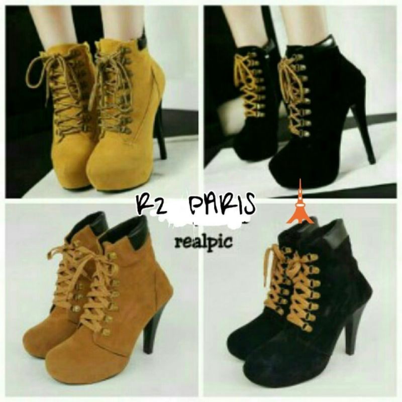 jual sepatu boot helg Heels tali bahan saede RF 20 bagus buat manggung