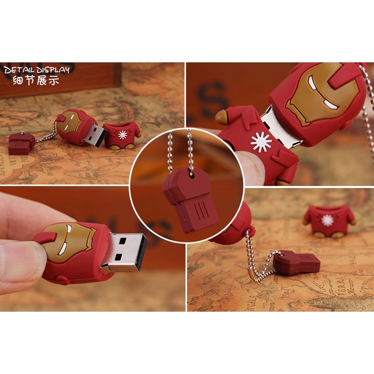 Flashdisk USB Portable High Speed Desain Iron Man Marvel Avengers Tony Stark Bahan Silica gel 8GB / 16GB / 32GB / 64GB / 128G