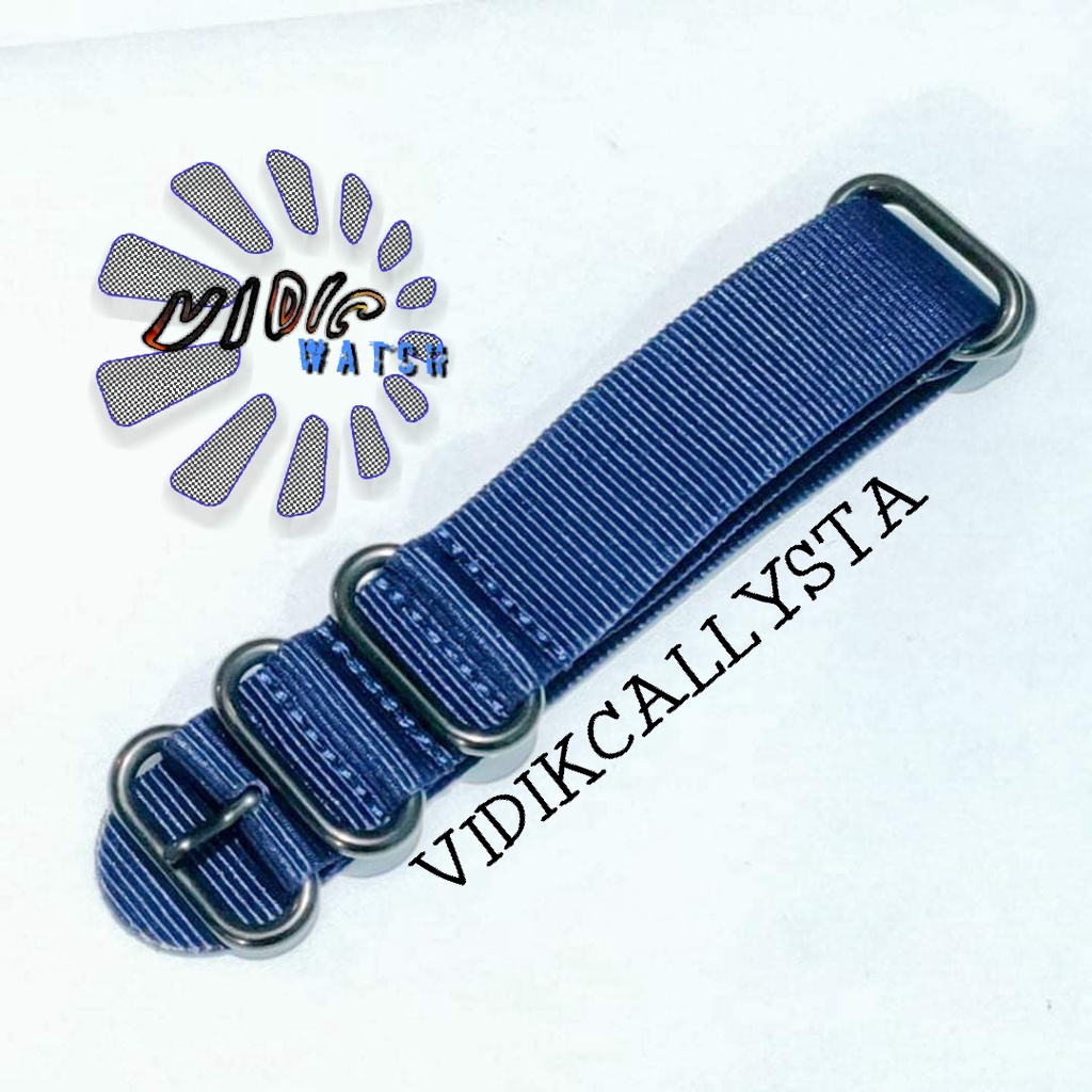 Strap Tali Jam Tangan PVD Nylon Nato Zulu Canvas 18mm 20mm 22mm 24mm Premium 5-Ring PVD Strap Tali Jam Kanvas 18 20 22 24