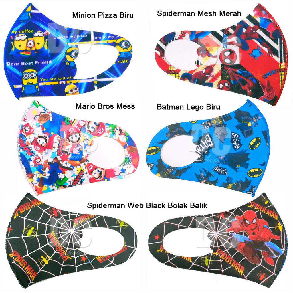 Masker Anak Scuba Premium Motif Batman Lego Mario Bros Minion Spiderman (Bisa Pilih Motif)