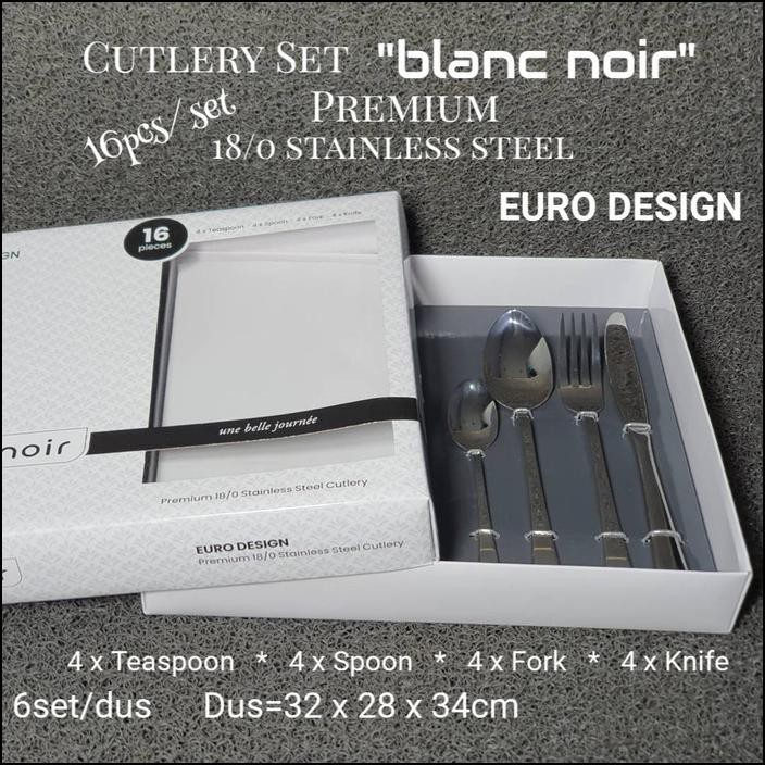 CUTLERY SET STAINLESS STEEL PREMIUM BLANC NOIR