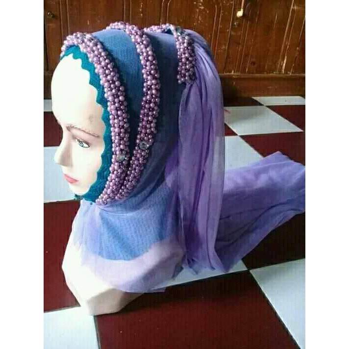 Hijab Mutiara Tiga Susun / Veil Mutiara / Veil Wedding