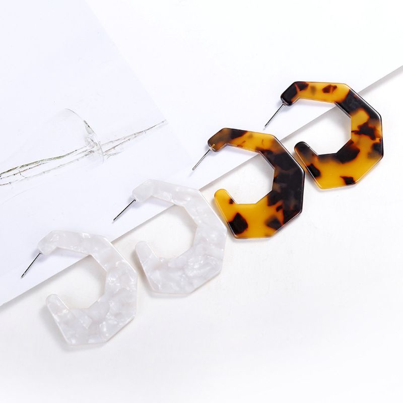 SIY  Tortoise Shell Irregular Square Hoop Earrings Leopard Acrylic Acetate Jewelry