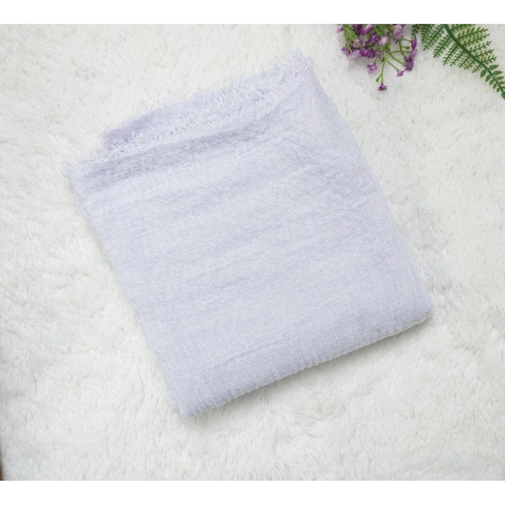 PASMINA CRINKLE MURAH SHAWL / HIJAB PASHMINA CRINKLE RAWIS KUSUT NEGRO SHAWL CRINCLE CRINCKLE IMPORT-F3-BRIGHT WHITE