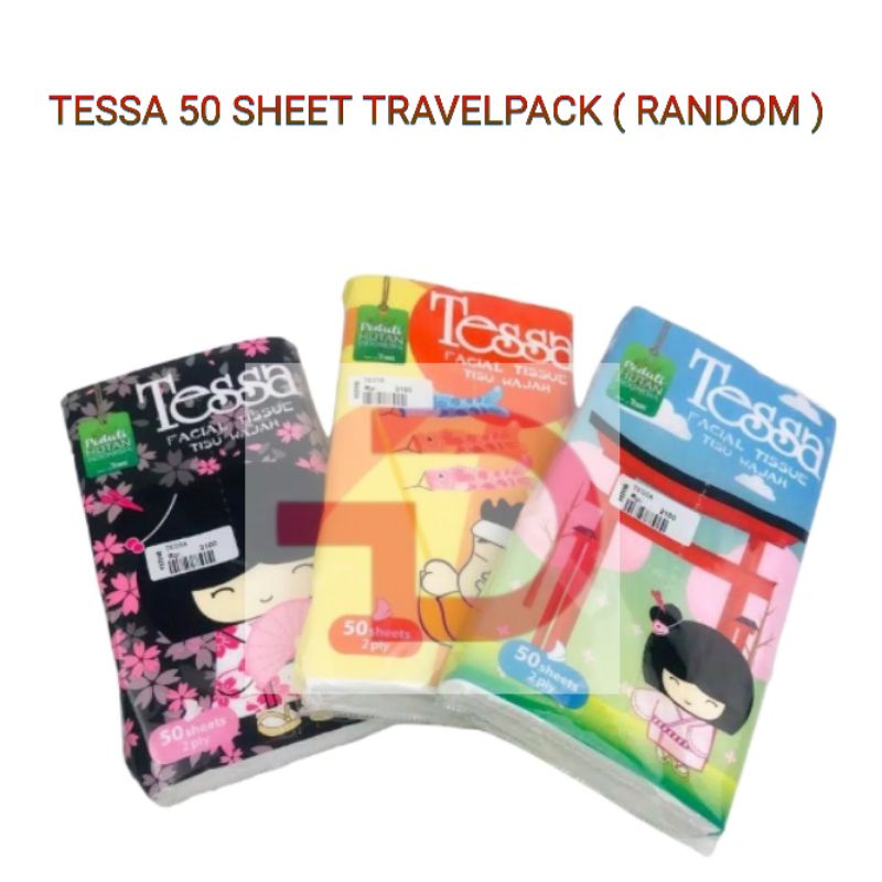 Tissue TESSA 50 sheet 2ply TISSUE TRAVELPACK tisu wajah