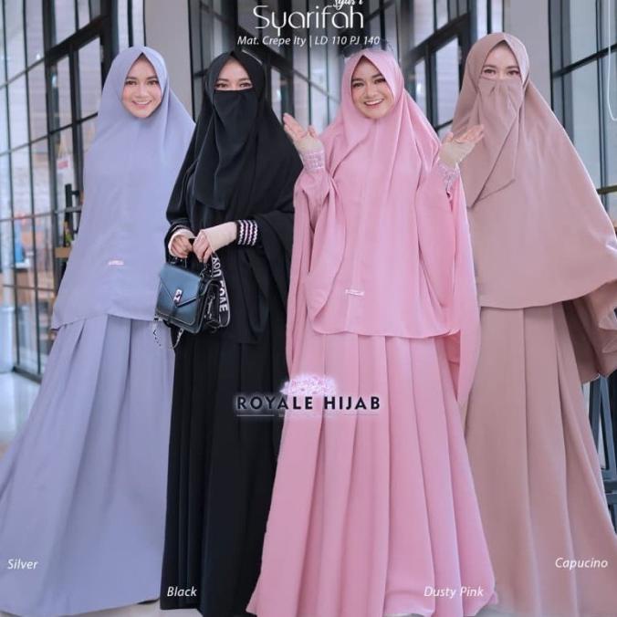 Baju Gamis Polos SYARIFAH SYARI Dress Wanita Set Hijab ORIGINAL ROYALE