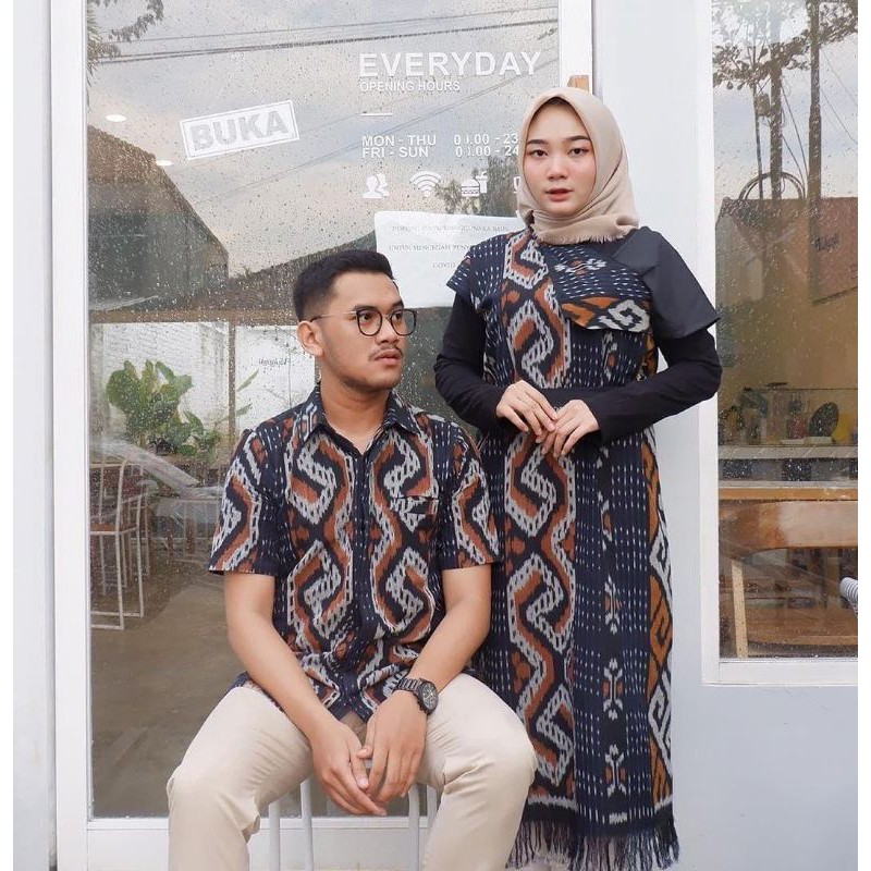 set tenun couple - baju tenun - couple keluarga - tenun mutah