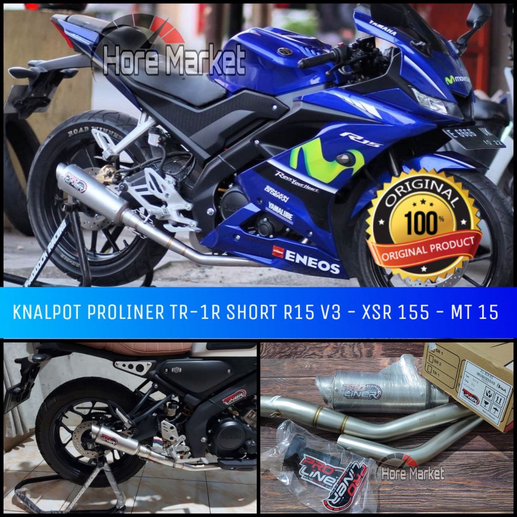 KNALPOT PROLINER R15 V3 V4 R15M MT 15 XSR 155 ORIGINAL SHORT TR 1R KNALPOT ORI CONNECTED