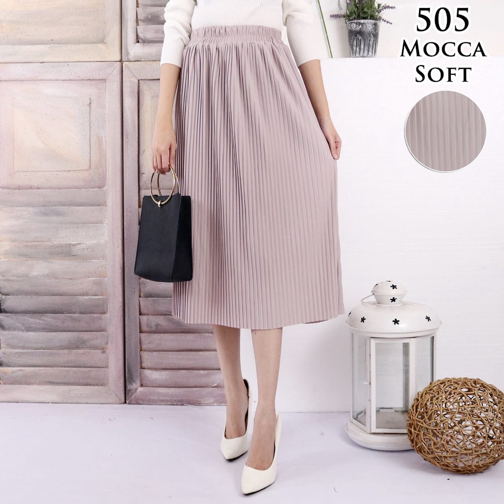 ROK PLISKET MURAH 505  LUVALINE ROK PLISKET 7/8 PLEATED SKIRT FLARE SKIRT MAYUNG FLOWY REMPEL