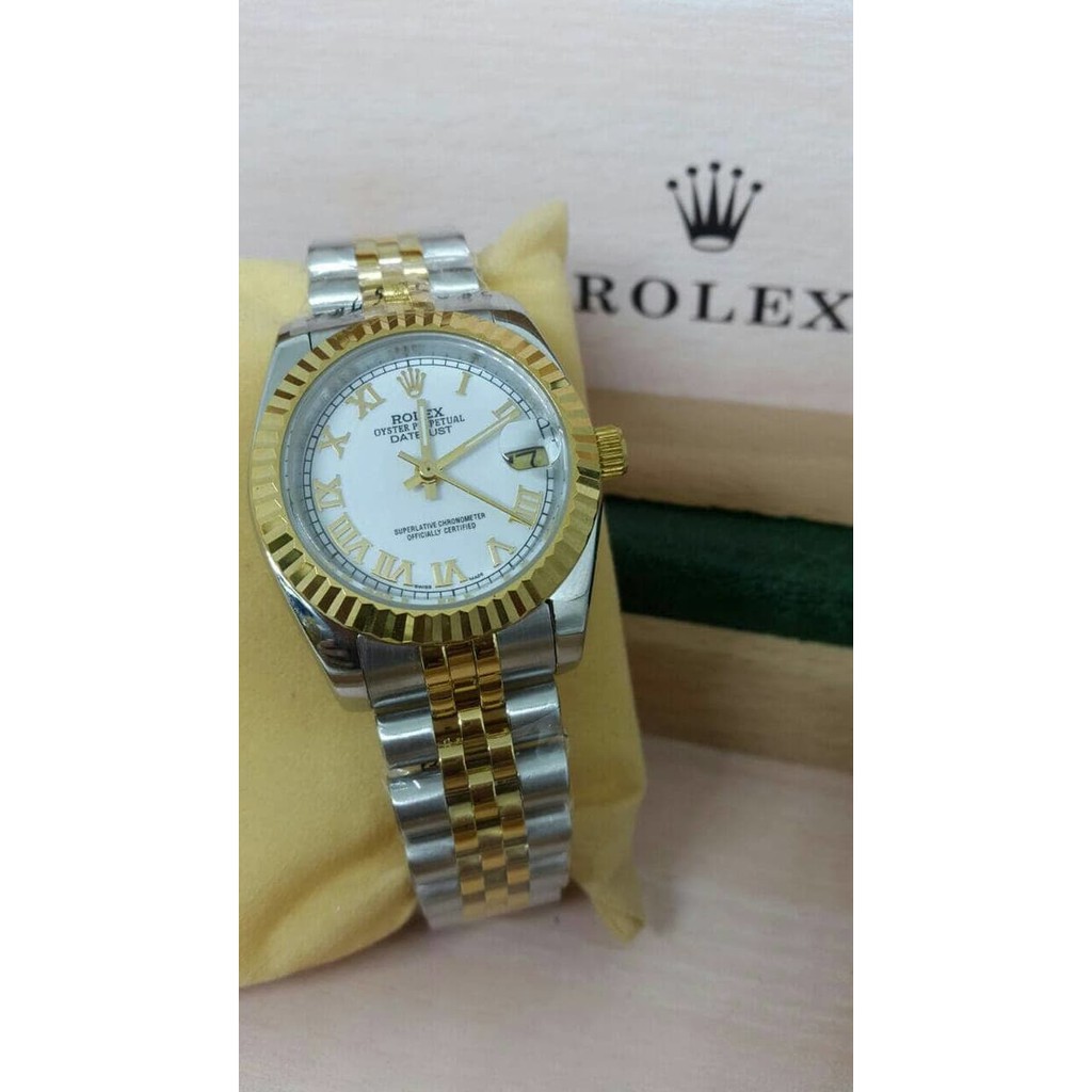 Jam Tangan Wanita / Cewe Rolex Datejust Romawi Combi Gold