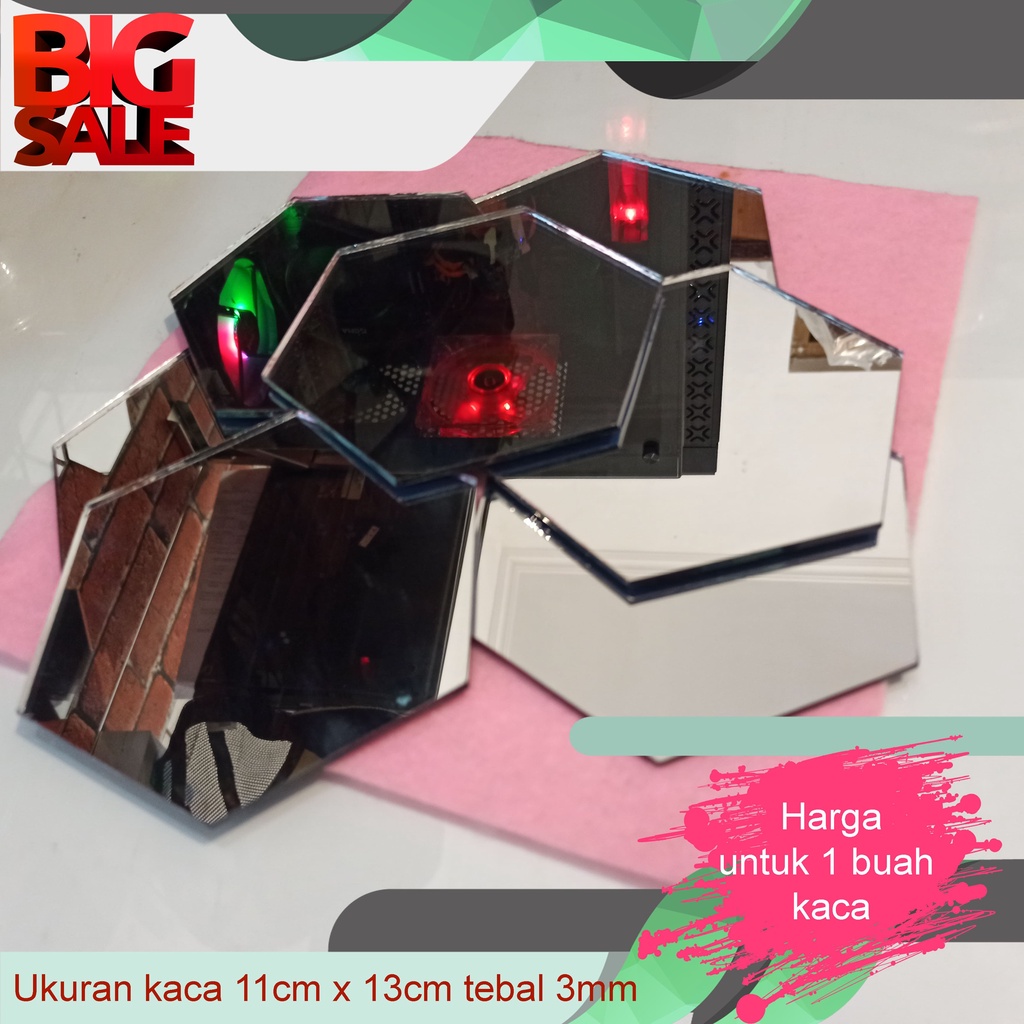 Kaca cermin Hexagonal bukan sticker hexagonal