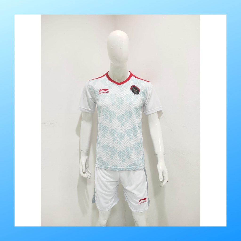 jersey futsal pria kaos sepak bola baju dan celana setelan wanita dewasa t-shirt outfit seragam sea games jarsey kostum olahraga pakaian apparel print sport jersy soccer casual jersi suit LNB101 putih