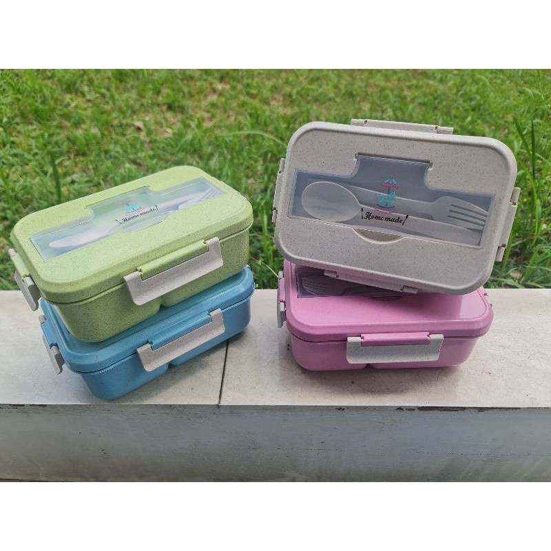 Lunch Box Kotak Makan Wheat Straw 2 Sekat Tipe 9021 Murah Meriah Bagus