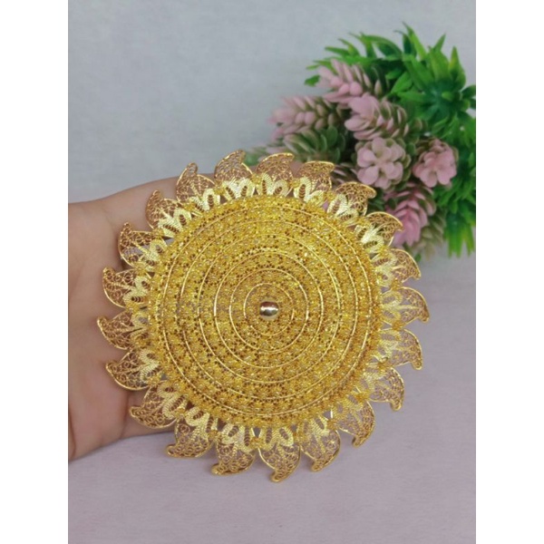Bros Matahari Lebar 10 cm lapis emas liontin matahari