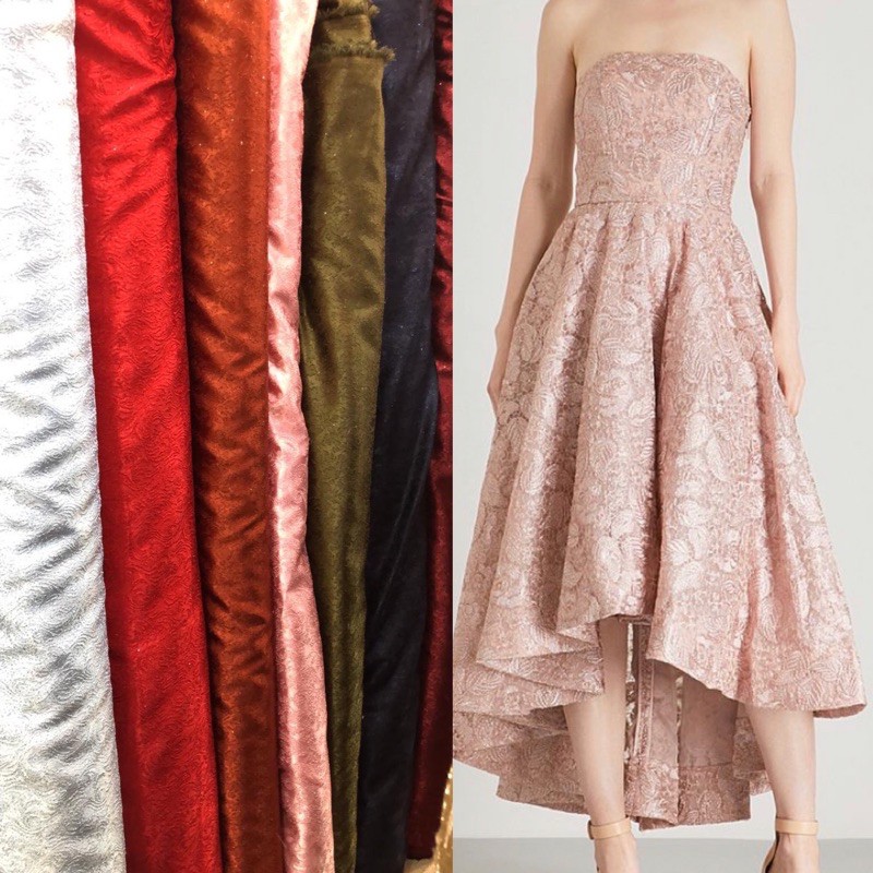 Bahan Jacquard foil, kain jacquard glitter, jacquard glitter karet, bahan gamis, bahan baju pesta