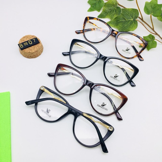 Paket lensa minus antiradiasi - frame kacamata fashion wanita swarovski 8007