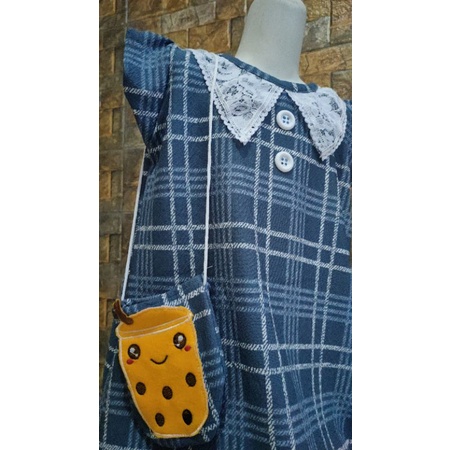 Dress Anak usia 2 3 tahun motif kotak boba ( dress bobamama tas)