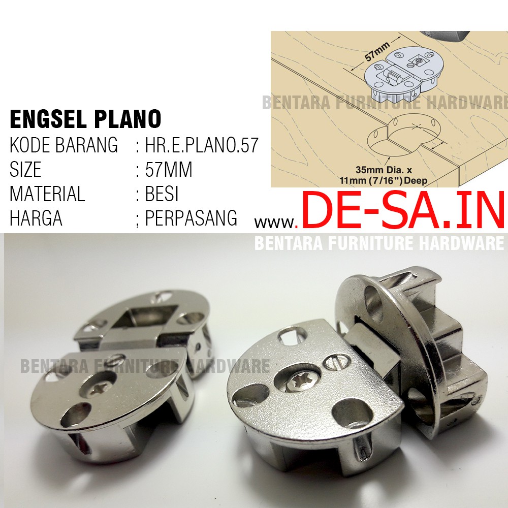 2 x Iron Flap Hinges - Engsel Plano Besi