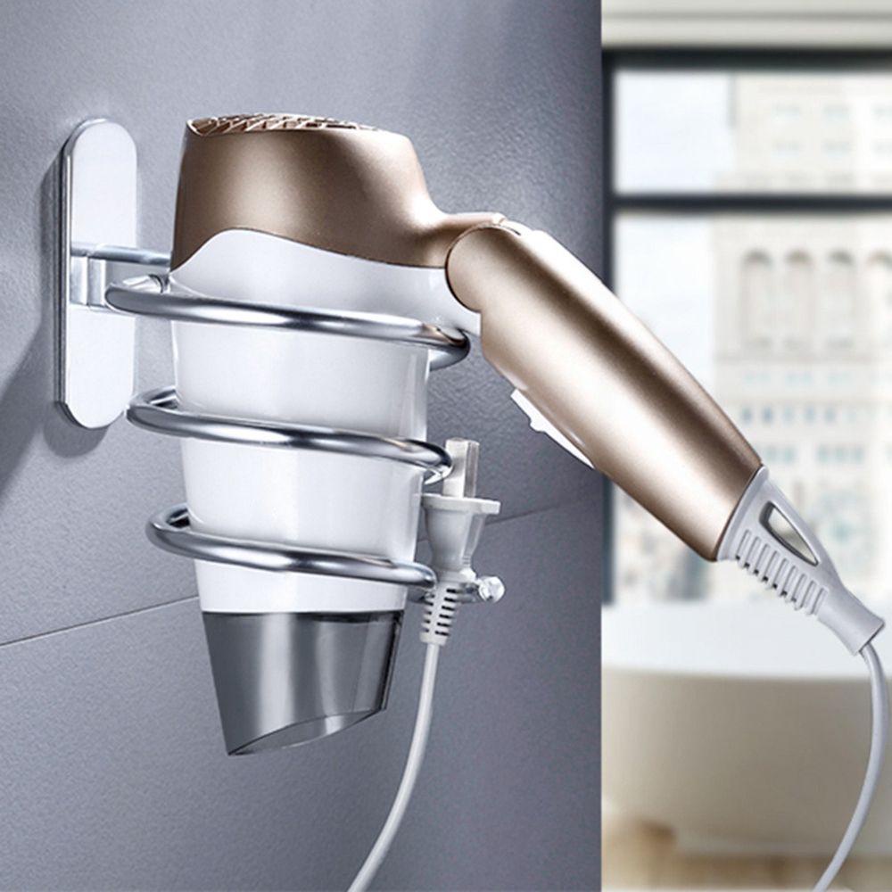 [Elegan] Tempat Pengering Rambut Di Dinding Punch Free Bracket Organizer Toilet Rak Penyimpanan Gantungan Hairdryer Rack