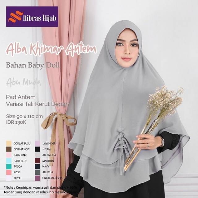 Alba Khimar Antem Nibras Hijab Ungu Manggis Baby Pink Blue Abu Muda Tua Hitam Shopee Indonesia