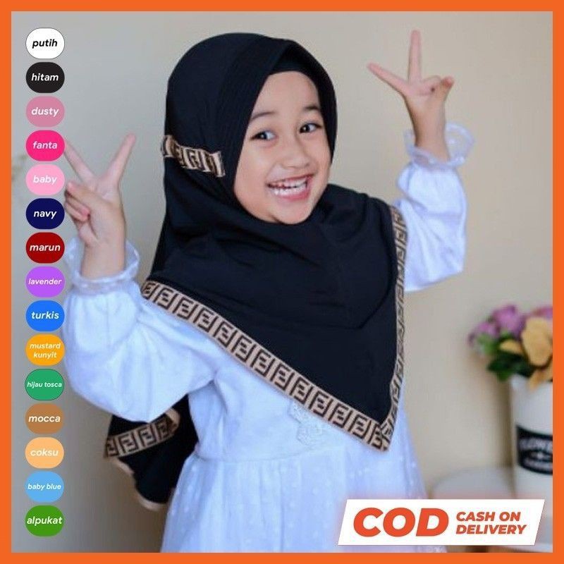 Kerudung Fendy Anak Instant Premium 3-6 Tahun Terbaru |Jilbab Lucu Bayi Perempuan Sekolah Tk |Hijab Tanggung Baby Sd Bahan Jersey Lembut Adem