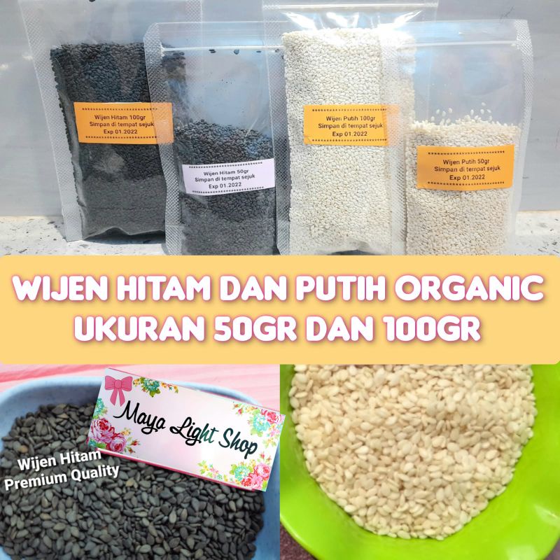 Biji wijen putih wijen hitam 50gr 100gr topping kimbap sushi organic sesame seed premium quality termurah halal promo