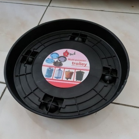 TATAKAN GAS PVC HITAM TROLLY GAS Q TECH (MULTI-PURPOSE)/Tempat Roda Tabung Gas Elpiji Serbaguna