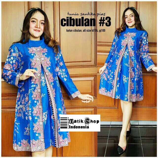 Tunik Santika Pias Cibulan #3 Batik Solo Modern Tunic Kondangan Muslim Baju Kerja Kantoran Seragaman