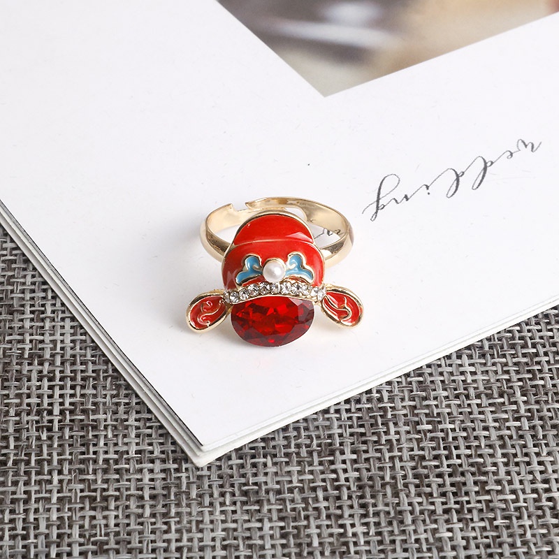 Cincin Desain Topeng Opera Cina Vintage Warna Merah Untuk Pasangan