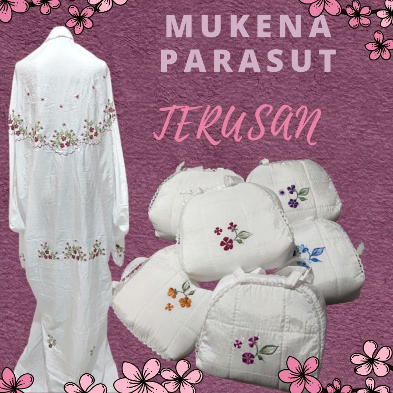Astuty Collection Mukena Terusan Parasut Bordir Warna Putih