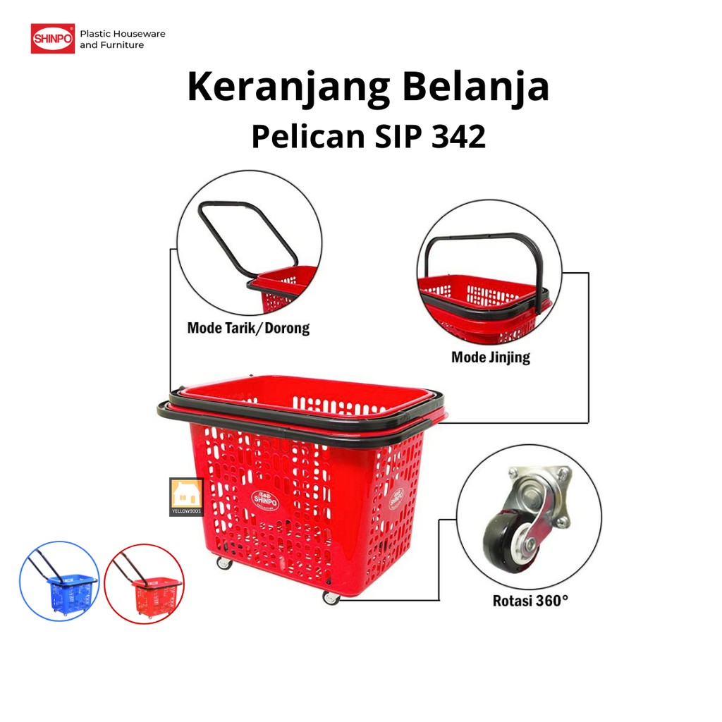 Trolley Keranjang Belanja Pasar Dorong Roda 342 Pelican Shinpo