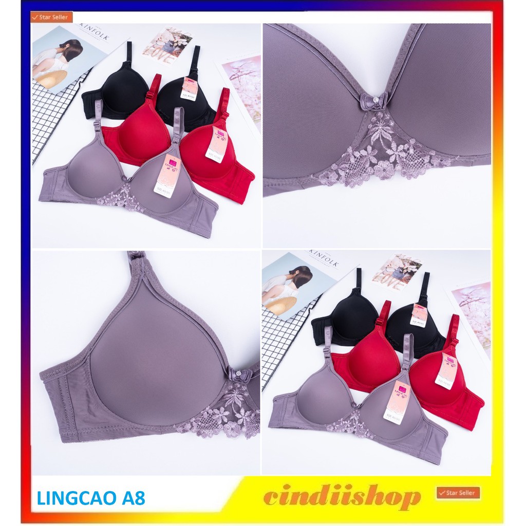Bh Lingcao Bra Push Up Busa Tanpa Kawat Ling cao A 8 Original A8 MOTIF