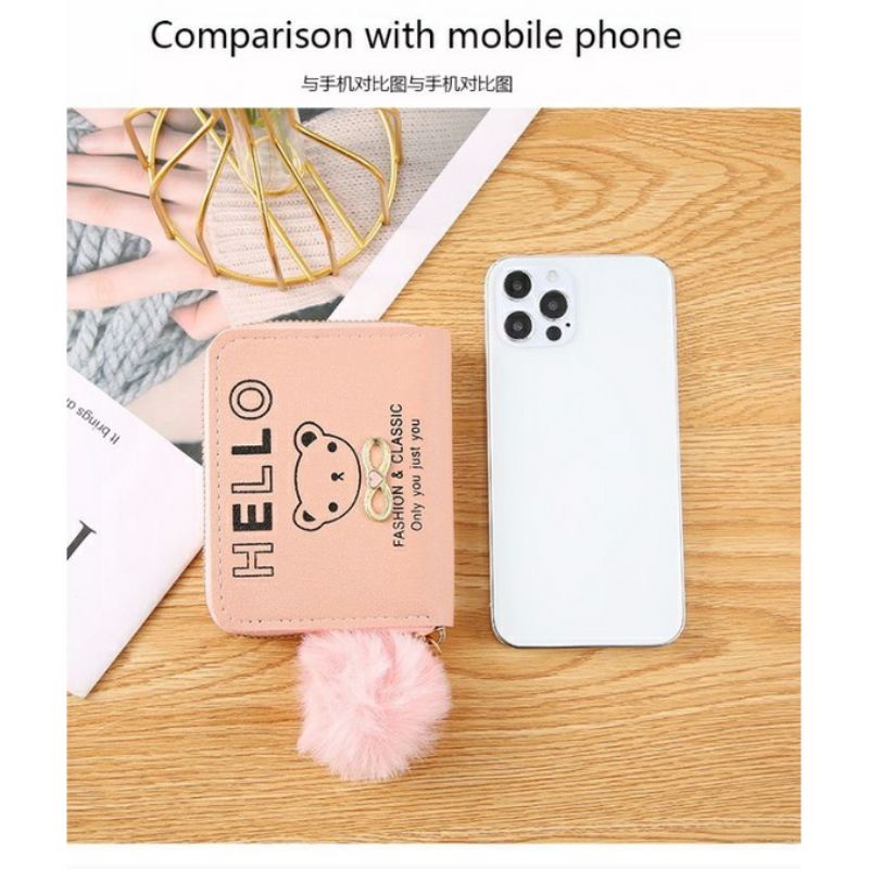 Arifirn FC 11 - Dompet Lipat Wanita Free PomPom