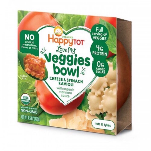 HappyTOT Love My Veggies Bowl cheese & spinach ravioli (Baby Food and Baby Snack)