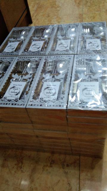 Souvenir Sendok Garpu Sumpit Stainless Kemas Mika