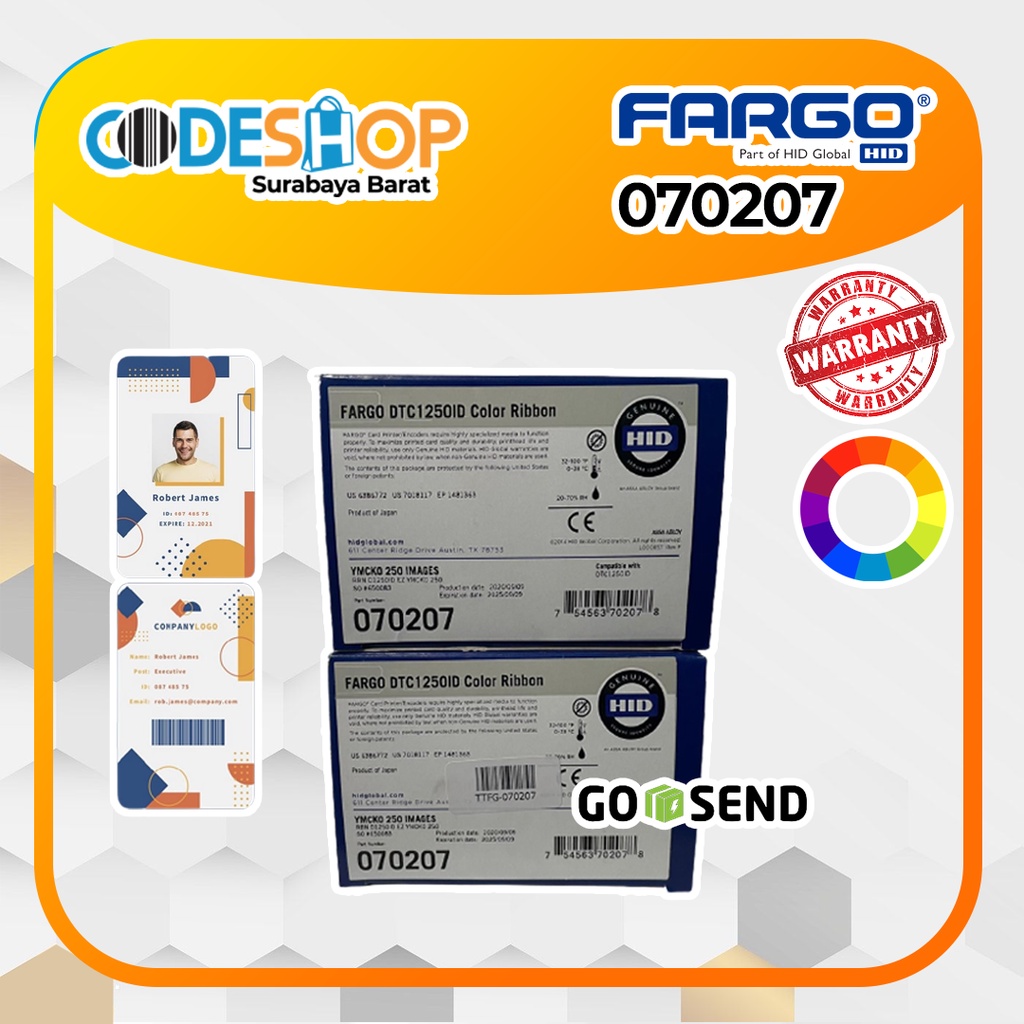 Tinta Printer Id Card Fargo DTC1250ID Pn 070207 Ribbon Ymcko