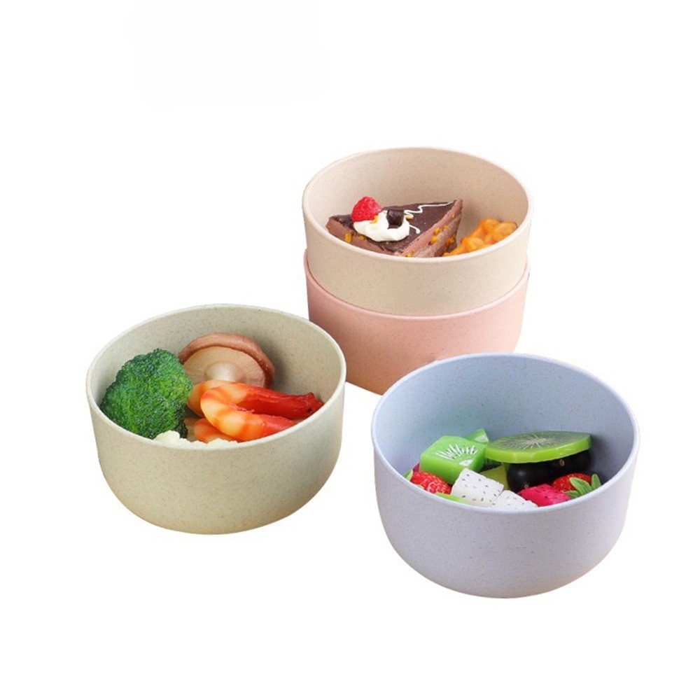 Wheat Straw Bowl BPA Free Food Grade Bowl Mangkok Bulat 11cm Bahan Jerami Gandum  Mangkuk Bulat Makan Plastik Warna-Warni