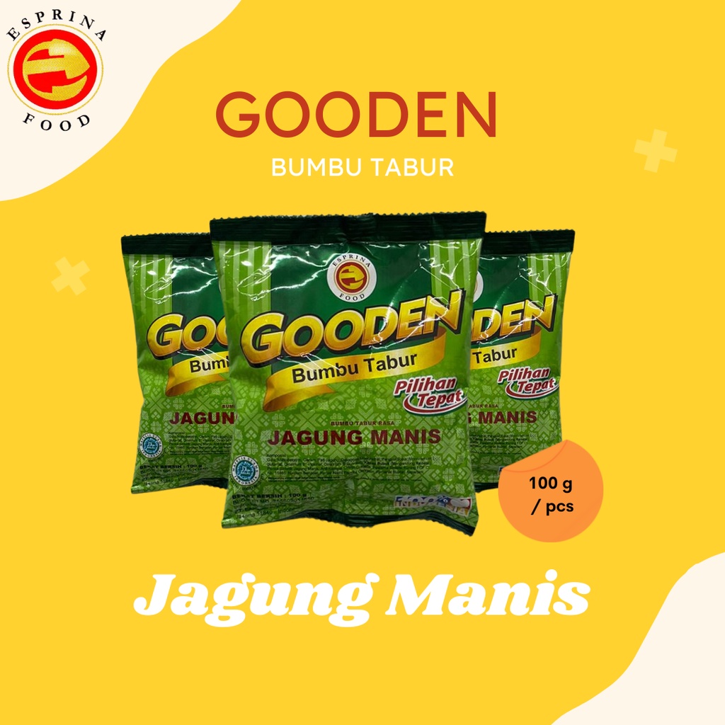 

Bumbu Tabur - GOODEN - Rasa Jagung Manis - JAGUNG MANIS - Kemasan 100 gram