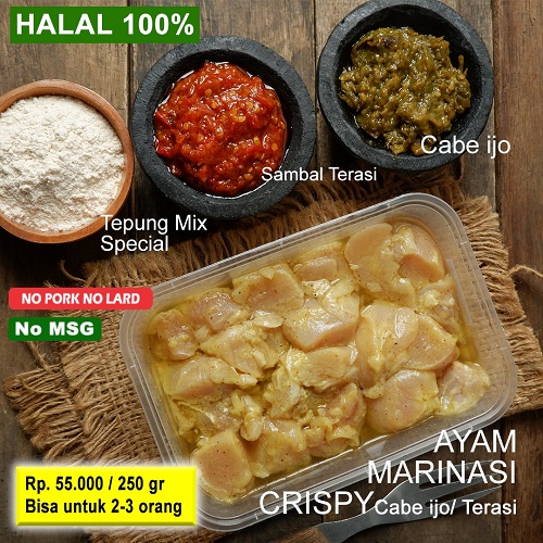 

HMRS - AYAM MARINASI CRISPY + CABE IJO - AYAM BUMBU KRISPI + CABE HIJAU - DAGING AYAM KEKINIAN
