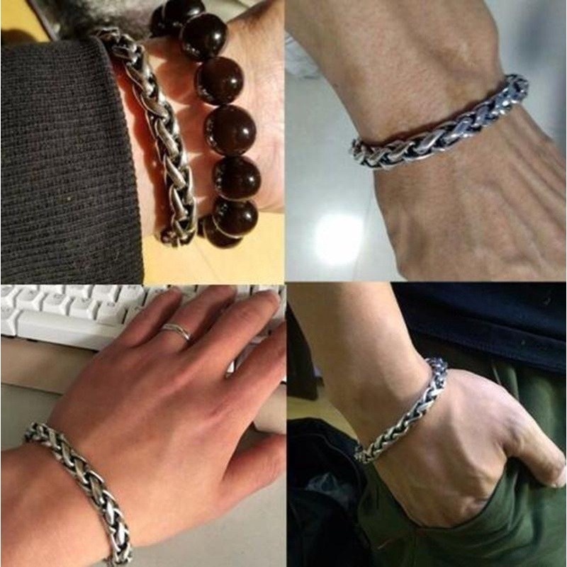 Gelang Bahan Stainless steel Gaya Punk Hip-Hop Rock Klasik Untuk Pria