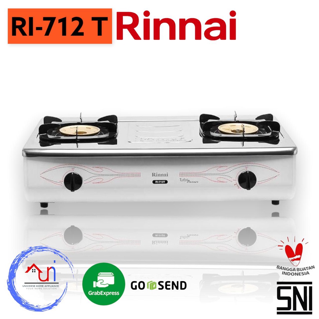 Kompor Gas Rinnai RI-712T / Kompor Gas 2 Tungku RI-712T API TURBO/ Rinnai RI-712 T
