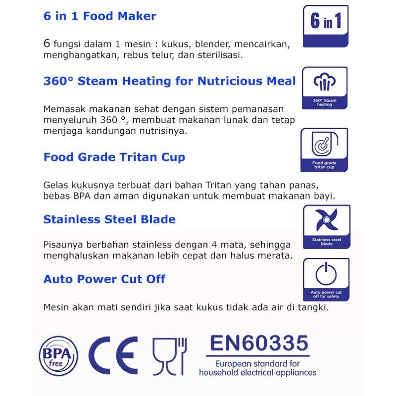 Babysafe 6in1 Food Maker - Kukus &amp; Blender