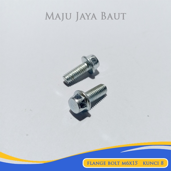 10 Pcs Flange Bolt 6x15 Kunci 8